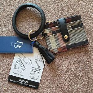 Plaid Wallet with Bracelet Key Ring